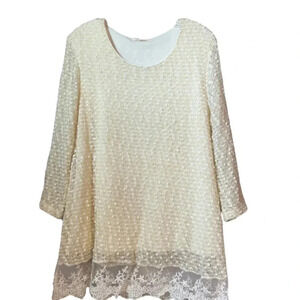 Indigo Soul Cream 3/4 Sleeve Boxy Tunic